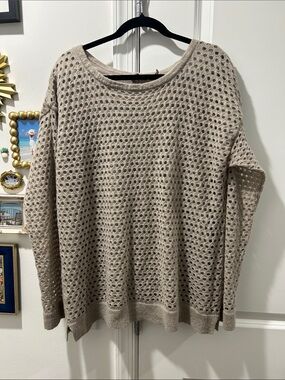 Outback Red Taupe Open-Weave Crew Pullover